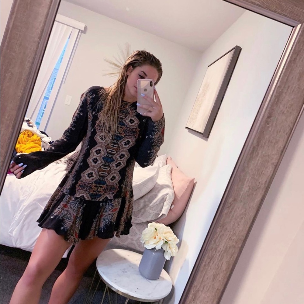 Free people long sleeve open back dress